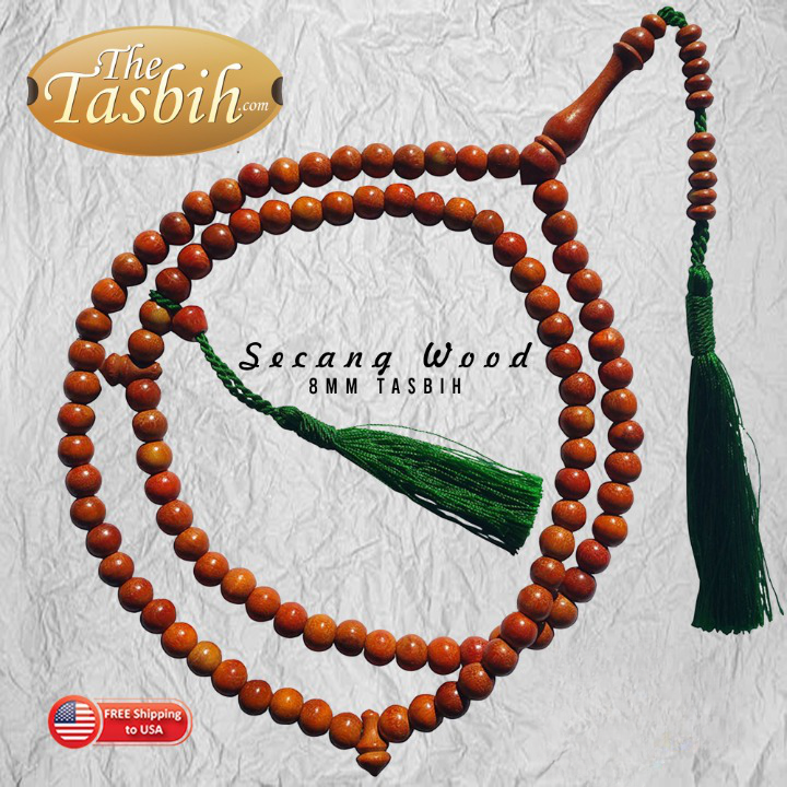 Indonesian Secang Wood tasbih with 99 8-mm beads.